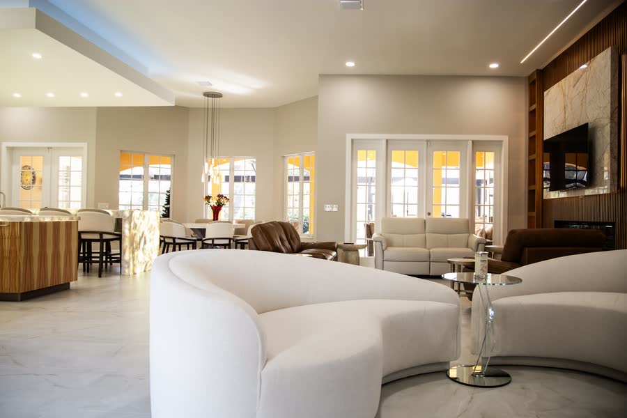 Open-plan great room walked, adjusted and photographed for a Southwest Florida listing